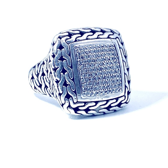 John Hardy Pave Diamond Classic Chain Cocktail Ring - Picture 8 of 9